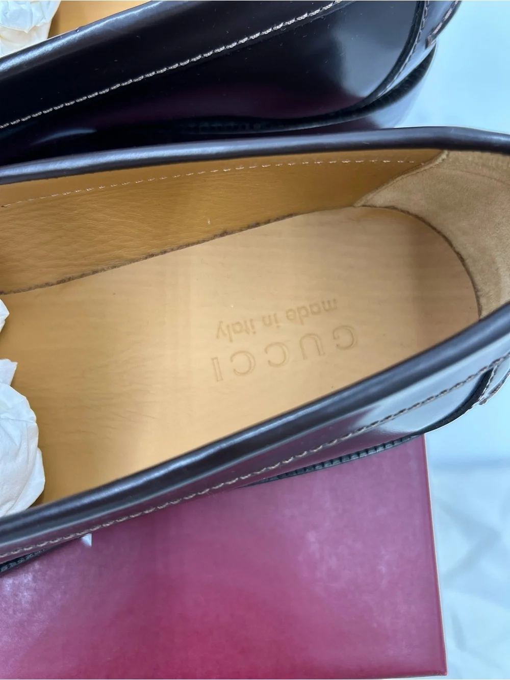 Men's Gucci KAVEH GG embossed leather loafers size 7.5 fits 8.5 US made in Italy